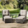 Mixed Grey/Beige 5 Piece Wicker Patio Conversation Set - Swivel