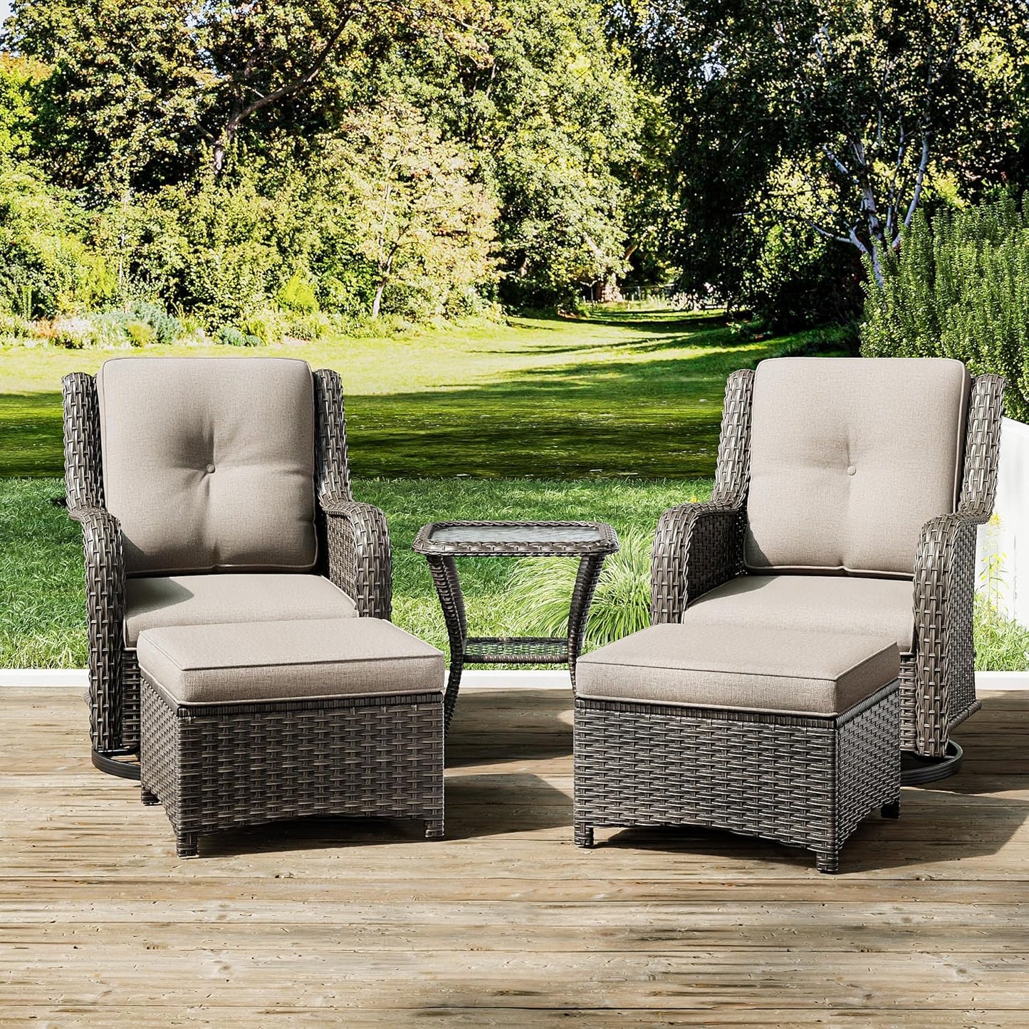 Joyside 5 Piece Outdoor Patio Furniture Set with Swivel Rockers