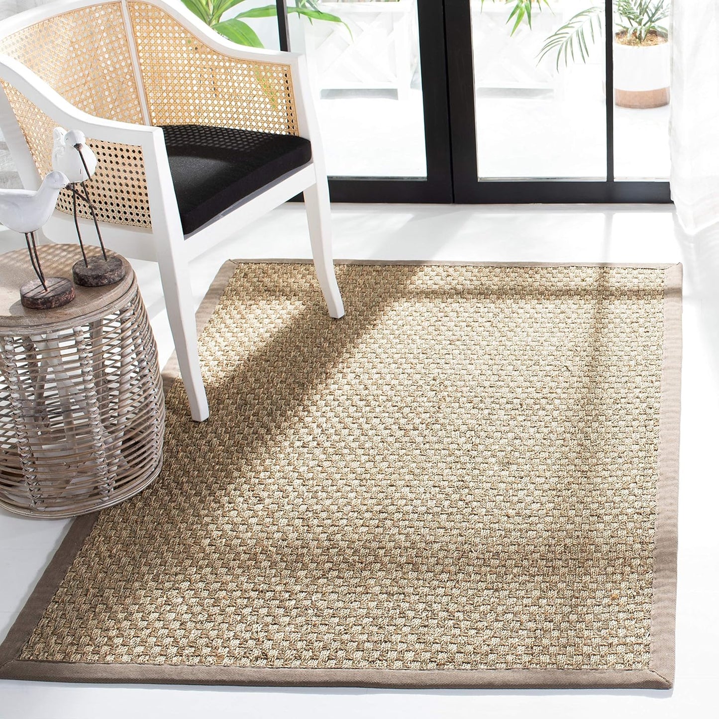Natural Fiber Area Rug 4x6 - Seagrass Basketweave Pattern
