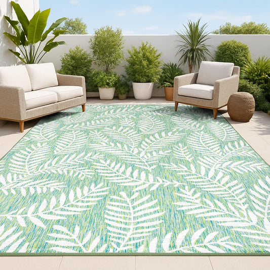 JONATHAN Y Palm Frond Indoor Outdoor Area Rug for High Traffic