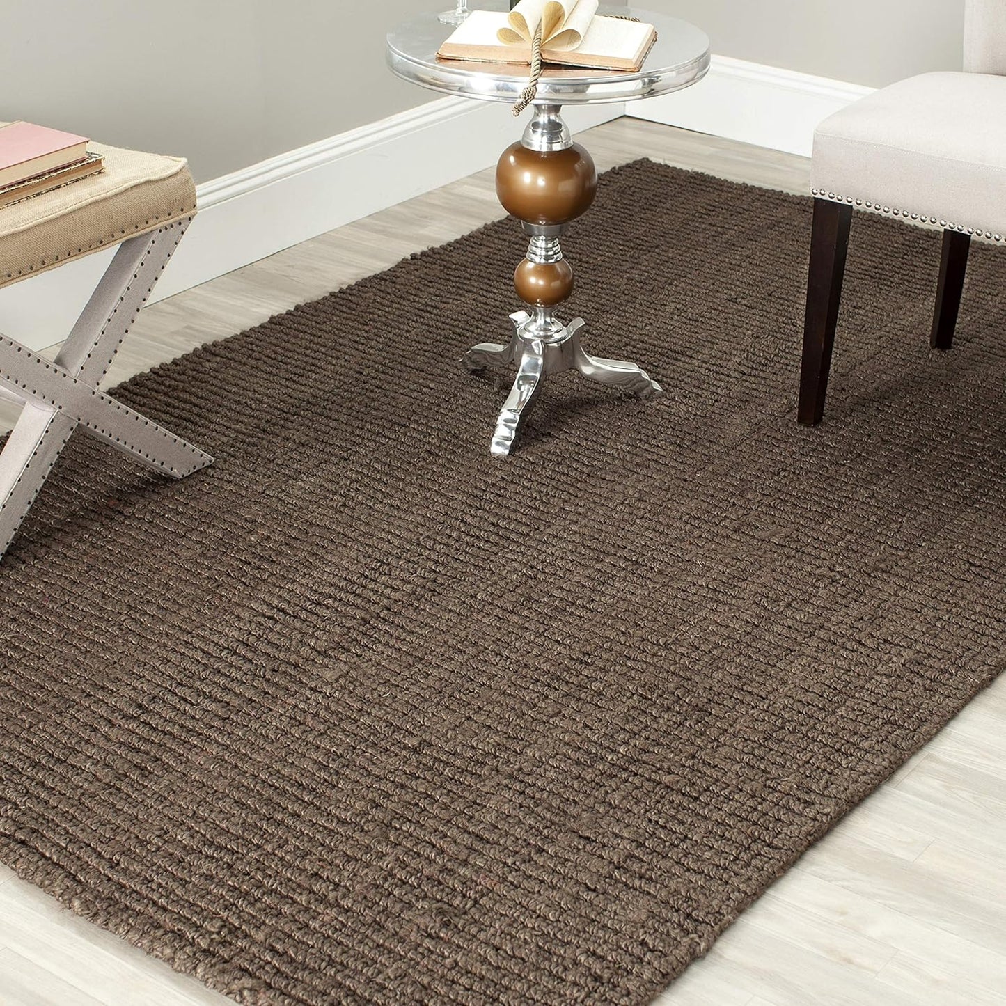 Handmade Jute Area Rug 4ft Square for Farmhouse Style Decor