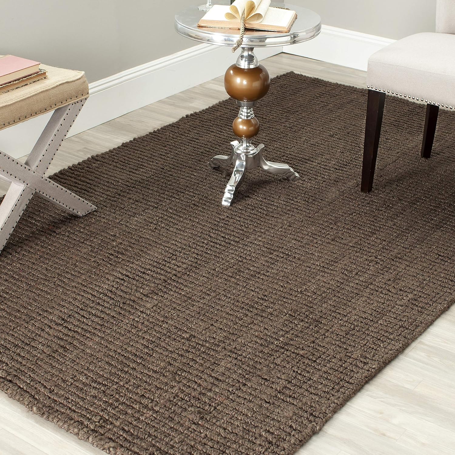 Handmade Jute Area Rug 4ft Square for Farmhouse Style Decor