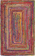 SAFAVIEH Area Rug 3ft Square - Cape Cod Collection, Red & Multi