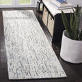 Abstract Runner Rug 2ft3ft x 14ft Blue & Charcoal - Durable Handmade