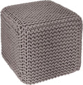 Cube Hand Knitted Pouf Foot Stool Ottoman - Cozy Cotton Pouffe