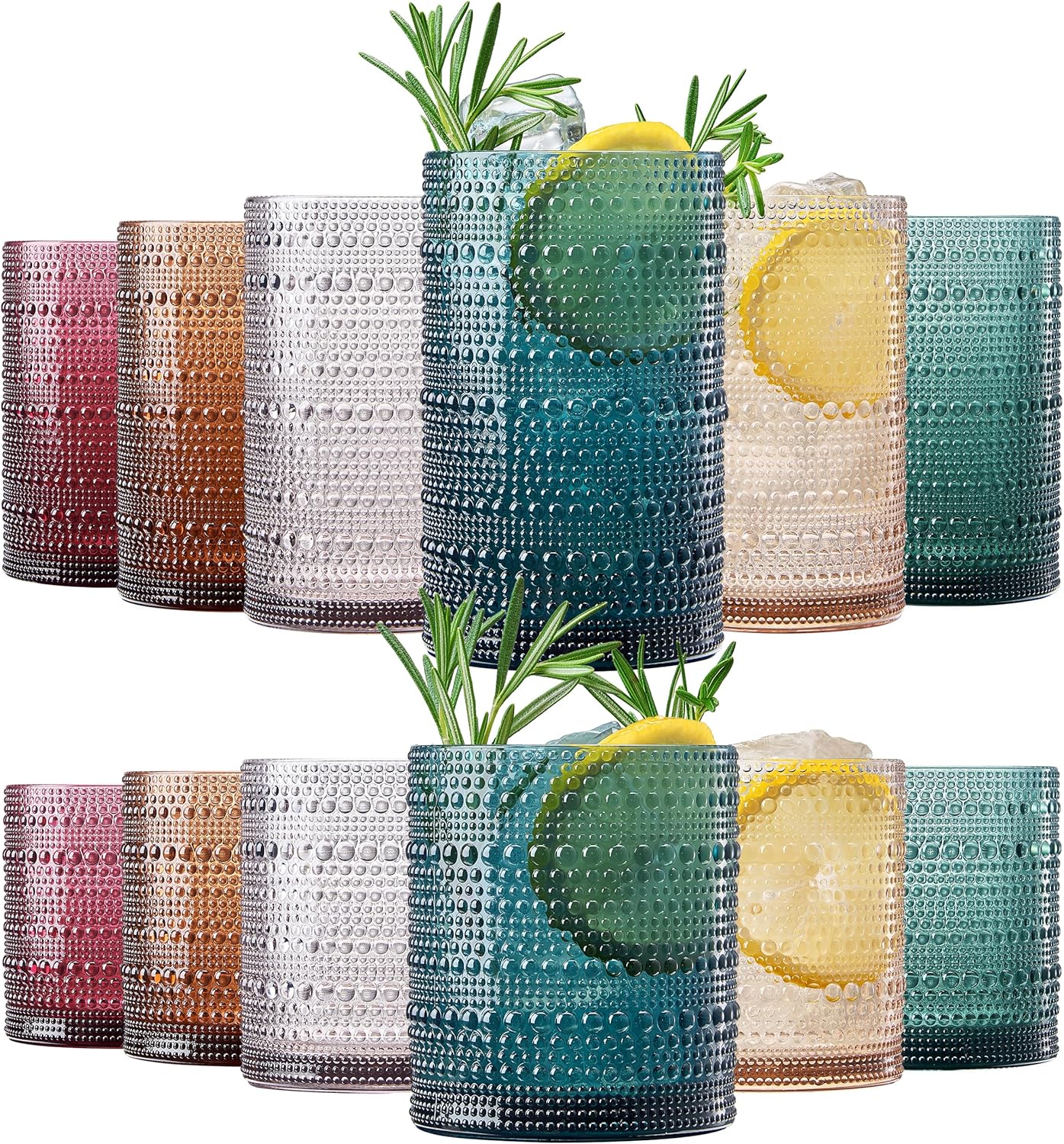 Khen Plastic Hobnail Drinking Glasses Set of 12 for All Occasions