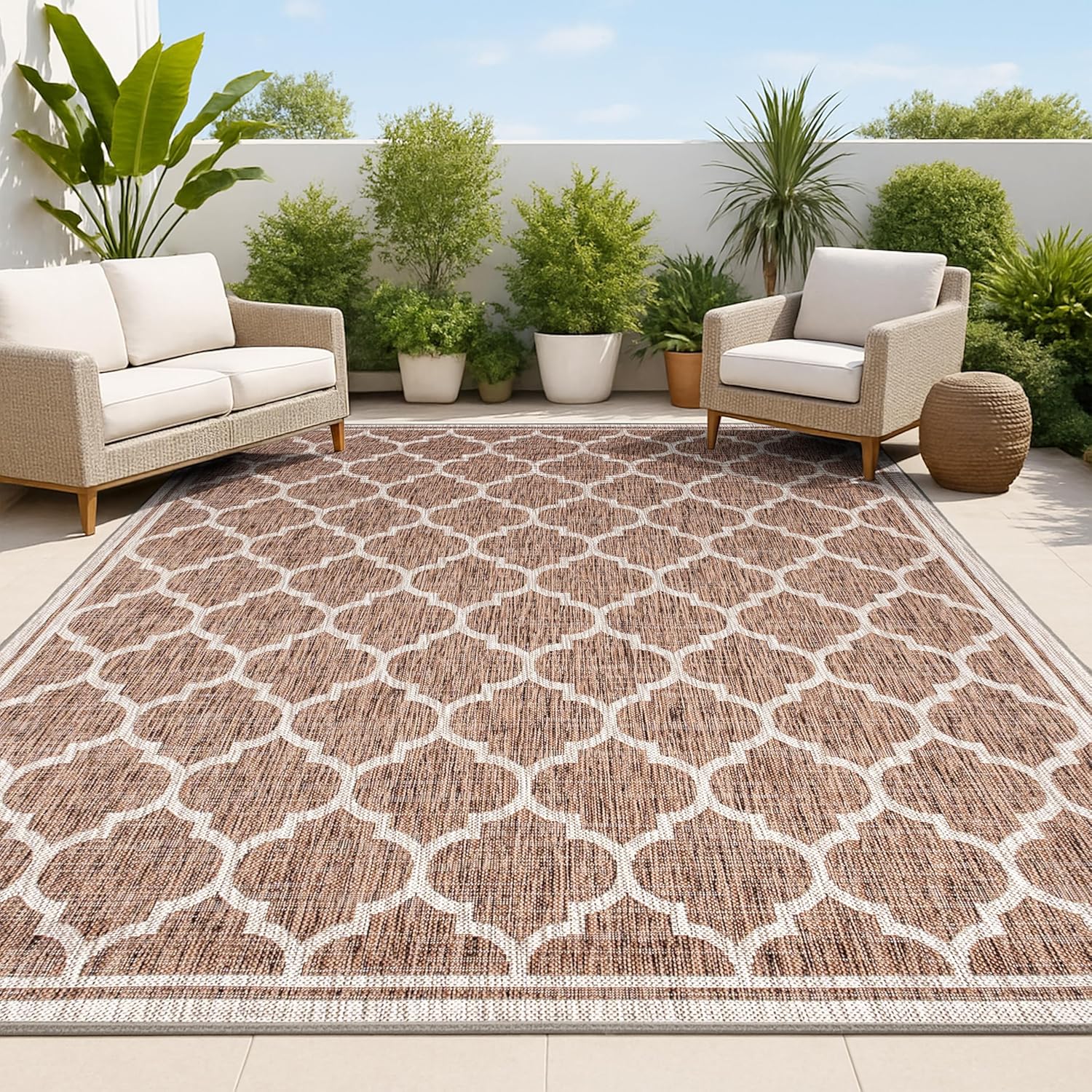 JONATHAN Y Moroccan Trellis Indoor Outdoor Area Rug for Patio