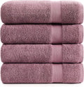 Large Cotton Bath Towels Set of 4 - Wishful Mauve 28in x 54in