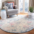 SAFAVIEH Madison Round Rug 5ft 3in - Navy & Teal Boho Distressed