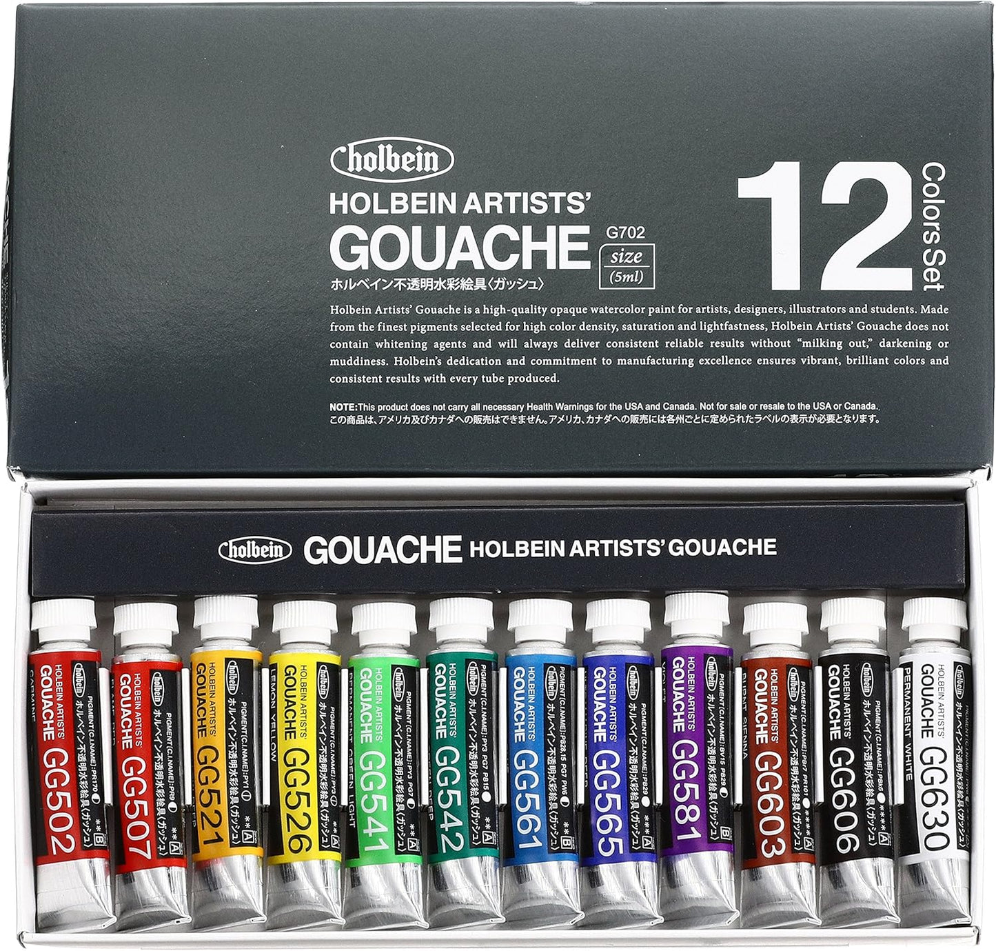 Holbein Artists Gouache Set of 12, Perfect for Creative Projects