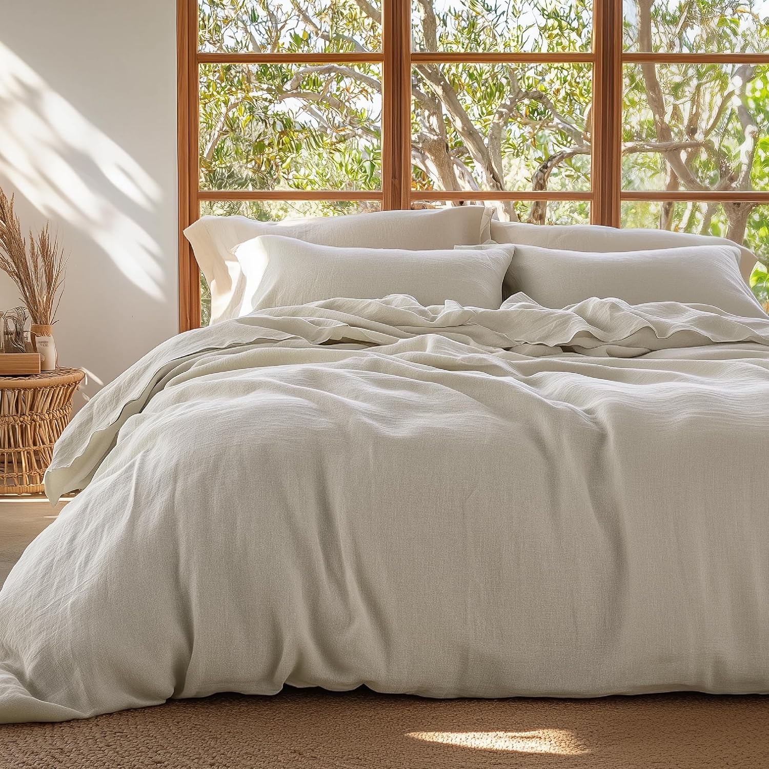 Bedsure Muslin Cotton Duvet Cover Queen Size - Soft & Lightweight