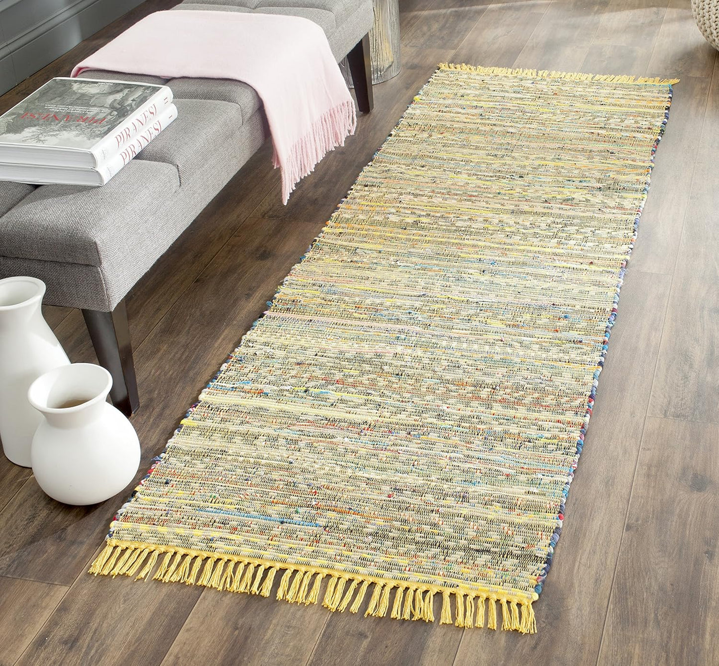 SAFAVIEH Handmade Boho Stripe Runner Rug for High Traffic Areas