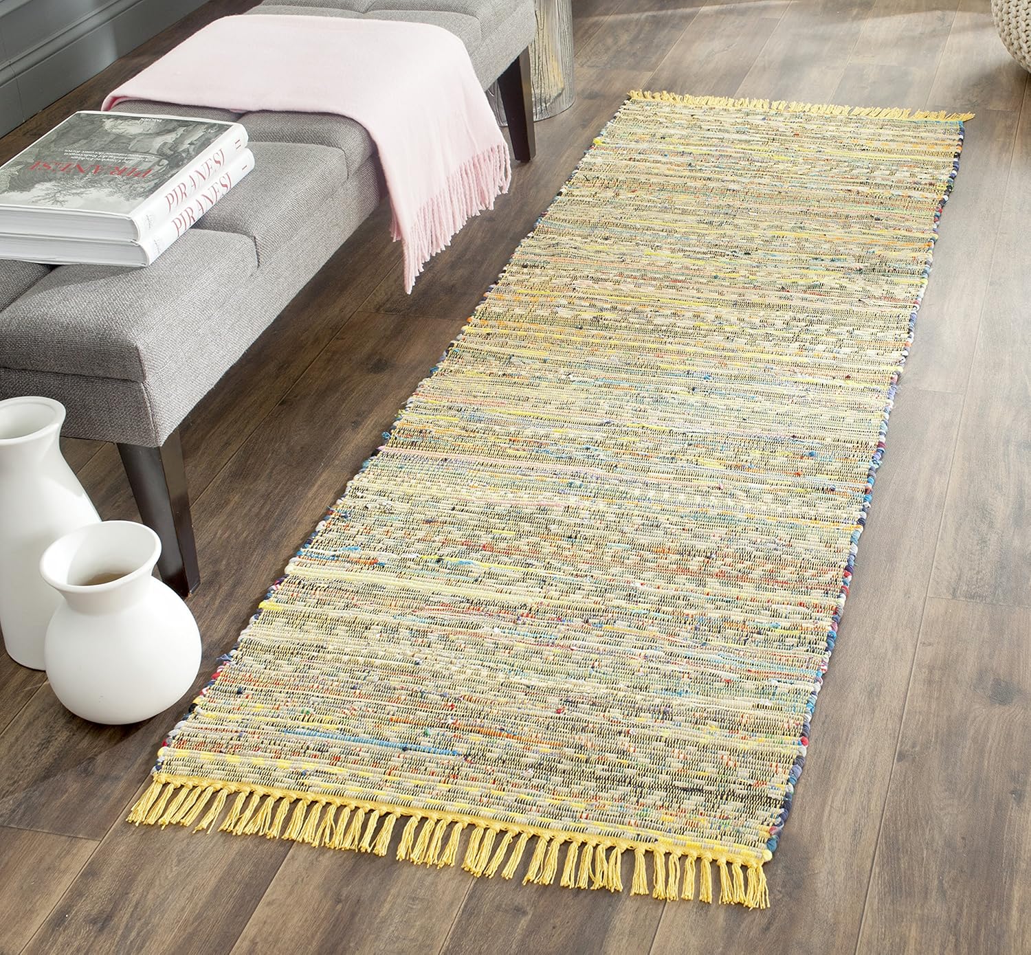 SAFAVIEH Handmade Boho Stripe Runner Rug for High Traffic Areas