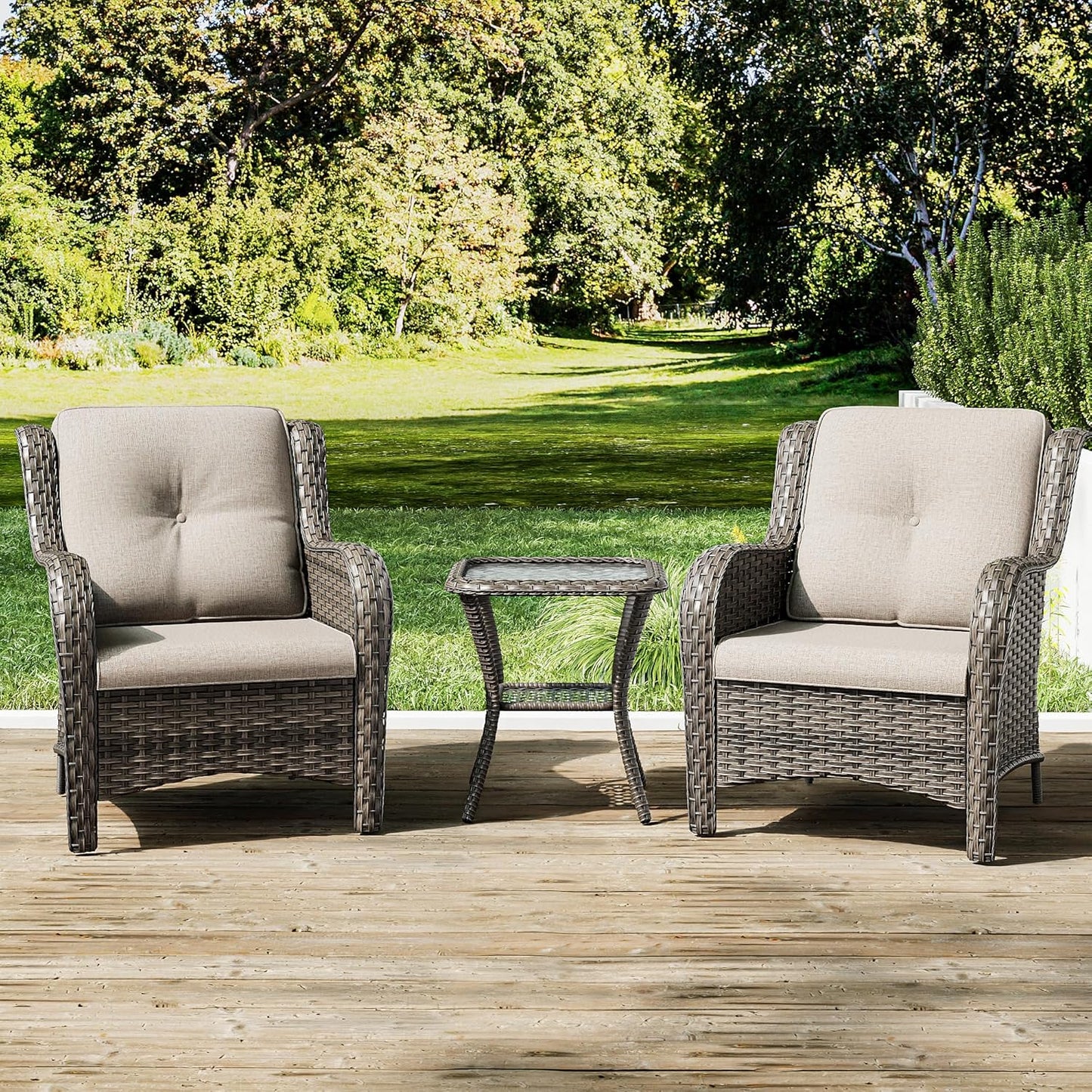 Joyside Patio Bistro Set Wicker Chairs for Outdoor Relaxation