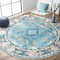 Teal Round Rug 6ft Circle Washable Area Rug - Non-Slip, Foldable