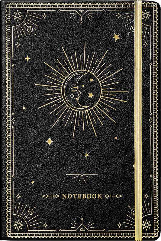Premium Faux Leather Journal + Page Dividers, Goddess Of the Moon Design