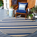 Courtyard 6ft 7in Round Navy/Beige Outdoor Waterproof Rug - Durable