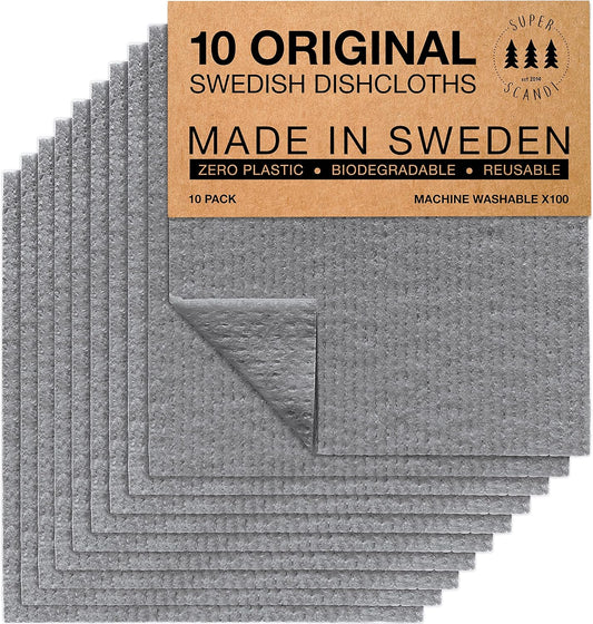 10 Pack Biodegradable Swedish Dishcloths - Eco-Friendly Kitchen Essential!