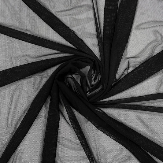 4-Way Stretch Power Mesh Fabric - Breathable & Versatile Black