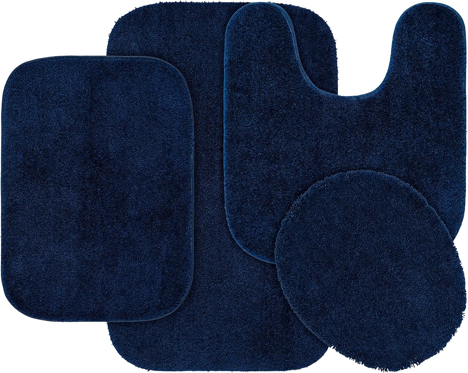 Traditional Nylon Washable Navy 4 Piece Bath Rug Set for Comfort