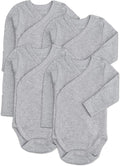 Baby Side Snap Bodysuit Set 4 Pack - Unisex Kimono 100% Cotton