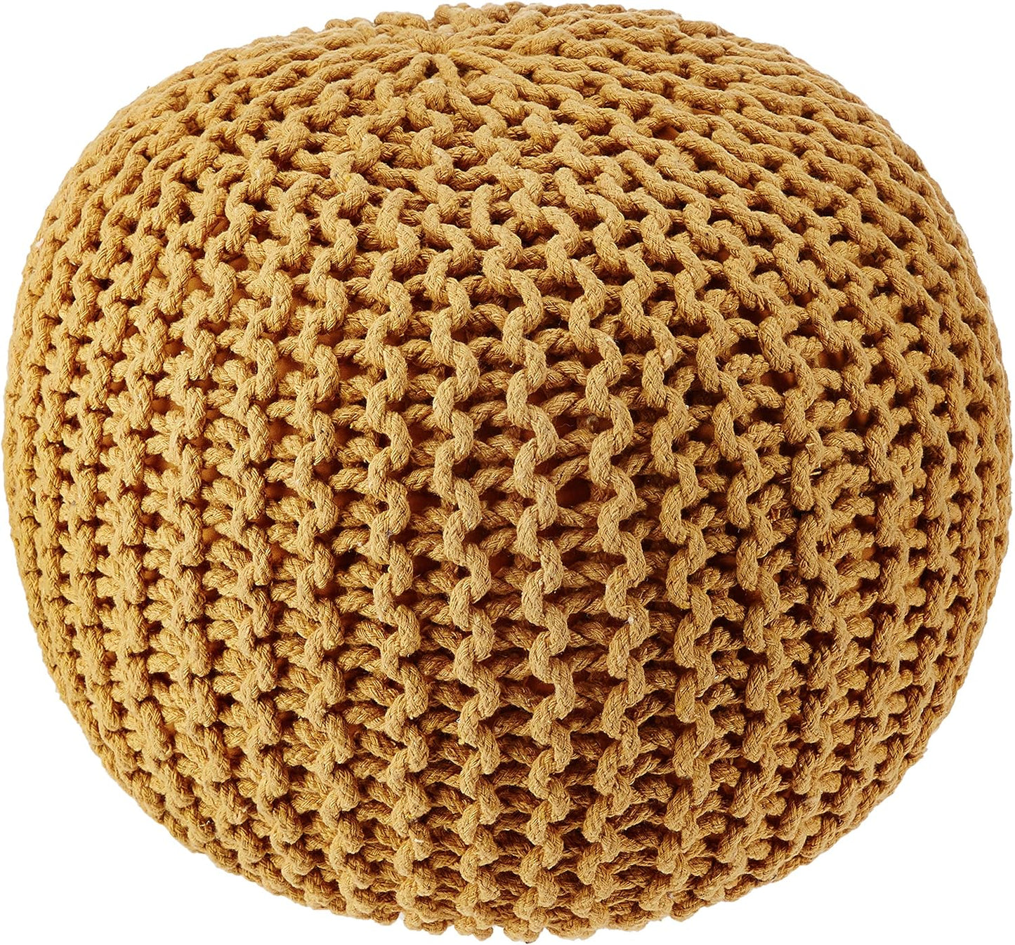 Hand Knitted Round Pouf Ottoman for Stylish Home Decor