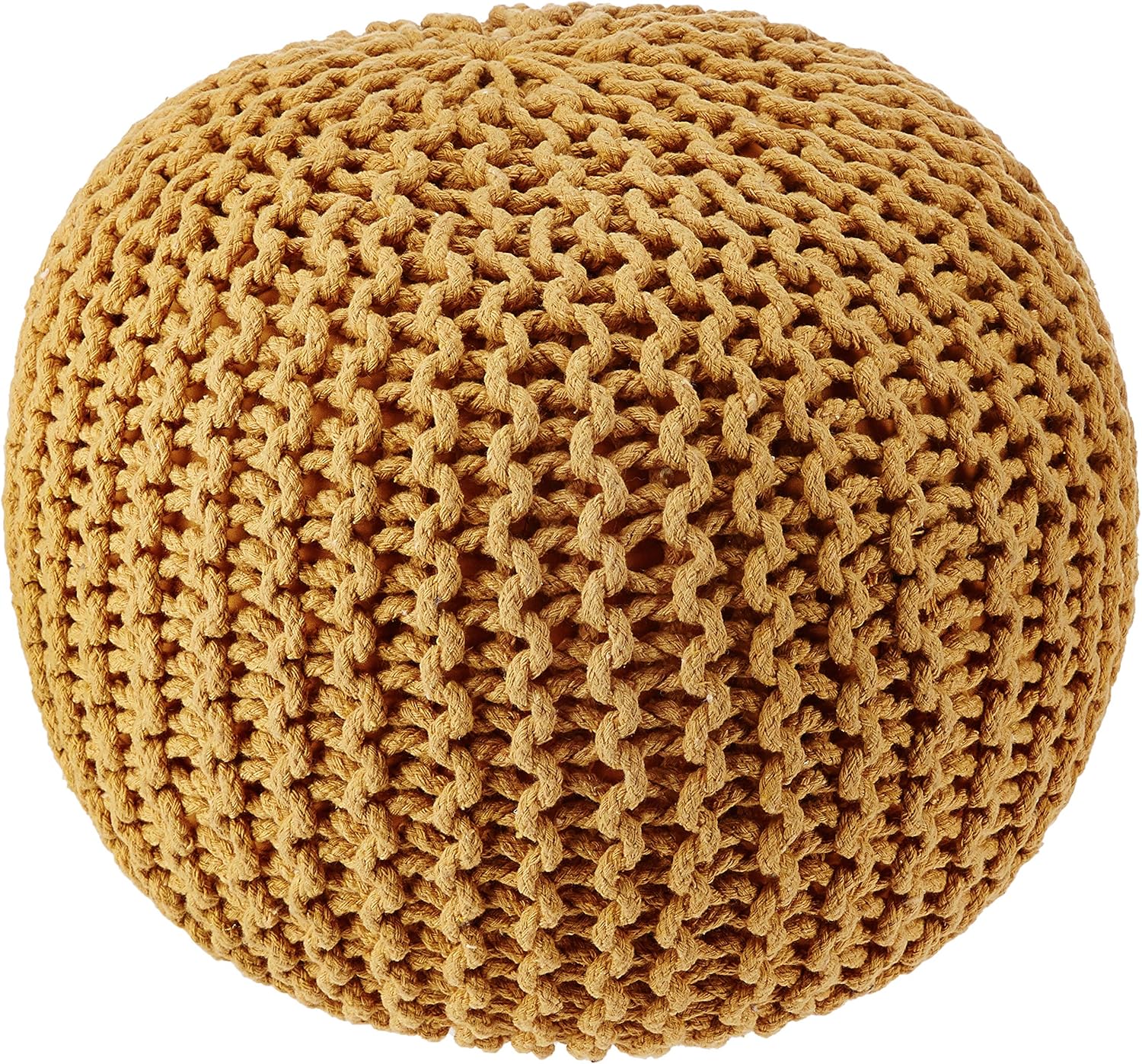 Hand Knitted Round Pouf Ottoman for Stylish Home Decor