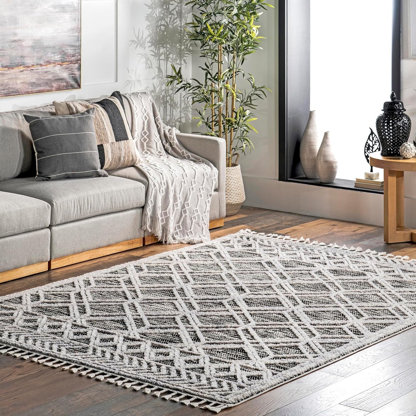 nuLOOM 5x8 Ansley Moroccan Tassel Area Rug for Any Space