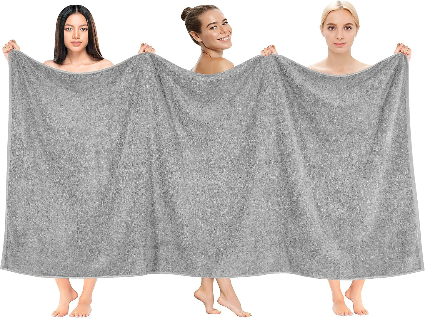 Oversized Bath Sheet 100% Cotton 40x80 Extra Large Light Gray