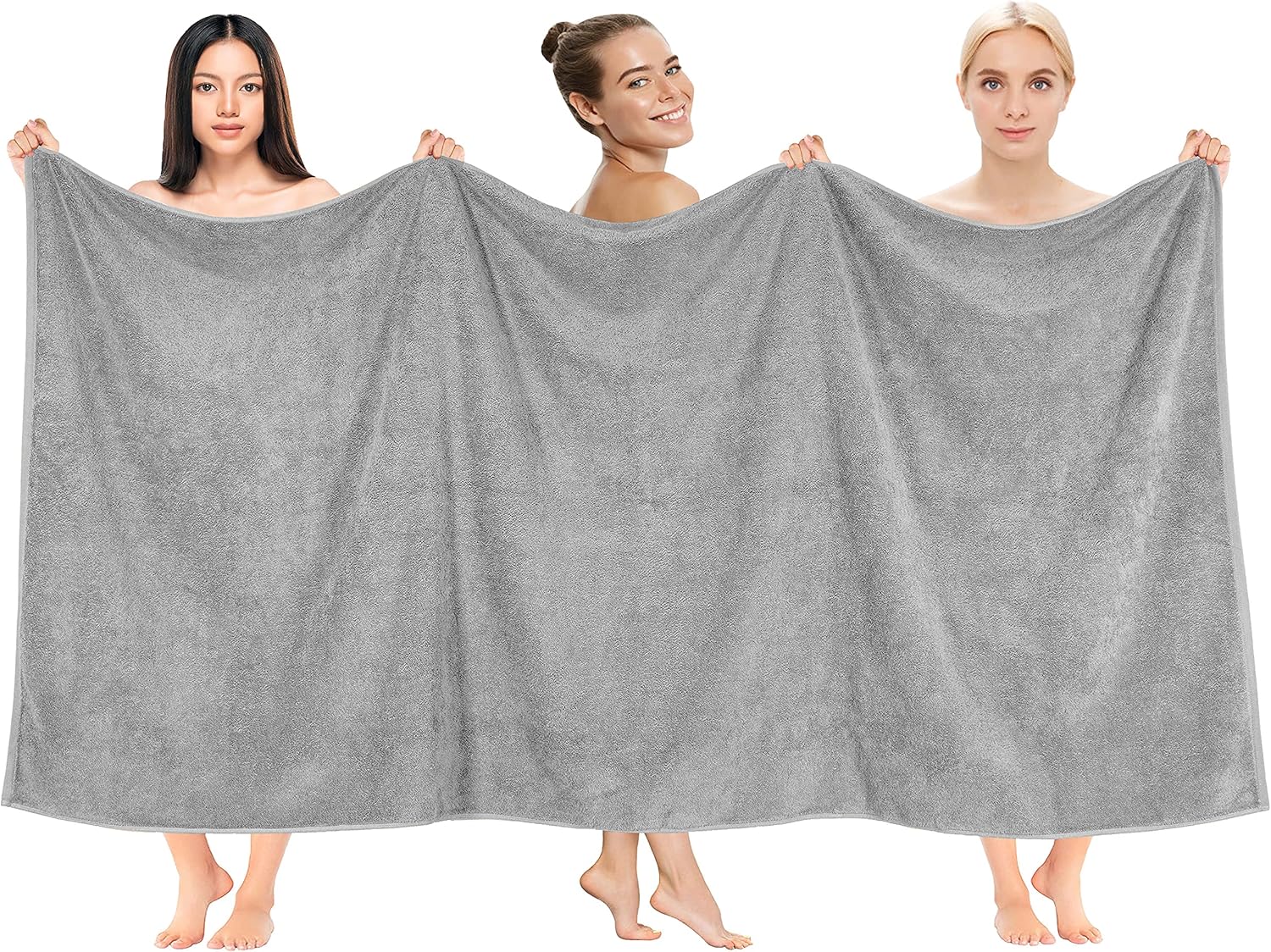 Oversized Bath Sheet 100% Cotton 40x80 Extra Large Light Gray