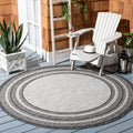 Courtyard 4 ft Round Light Grey/Black Outdoor Rug - Durable, Easy Care