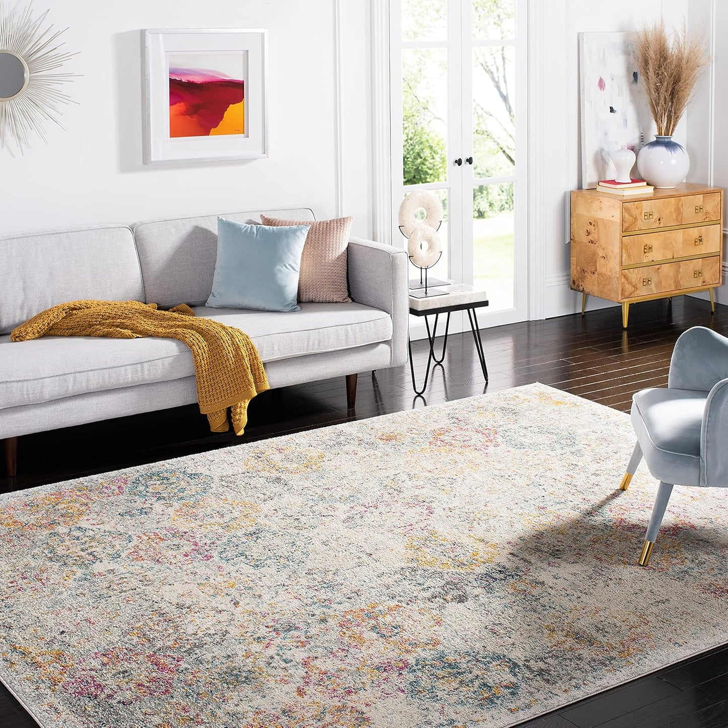SAFAVIEH Madison Collection Area Rug - Grey & Gold Boho Chic