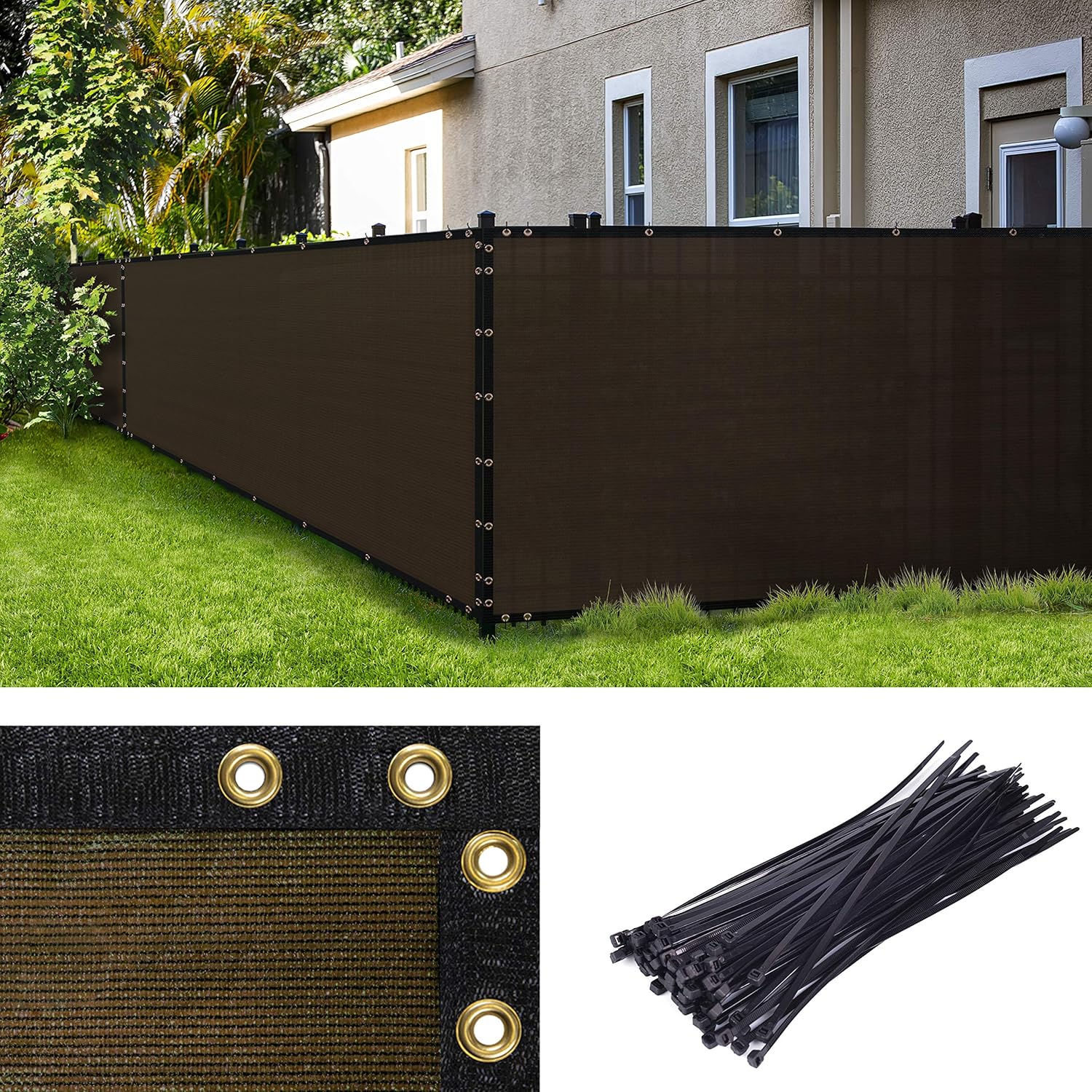 Amgo Custom Made 5ft x 173ft Brown Fence Privacy Screen Windscreen