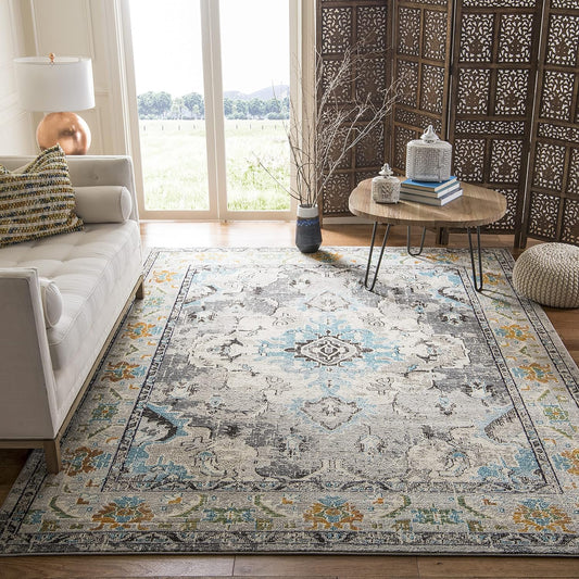 SAFAVIEH Monaco Collection Area Rug - Boho Chic Design in Grey