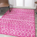 Boho Vintage Diamond Fuchsia/Ivory Area Rug 8x10 ft - Pet-Friendly