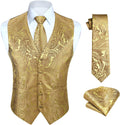 Mens Paisley Jacquard 3PC Vest Tie Set for Men - Formal Waistcoat