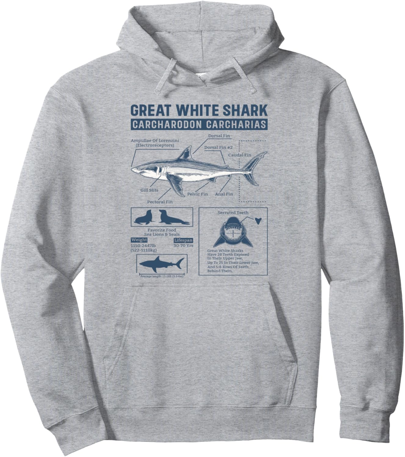 Vintage Great White Shark Hoodie - Marine Biologist's Favorite!