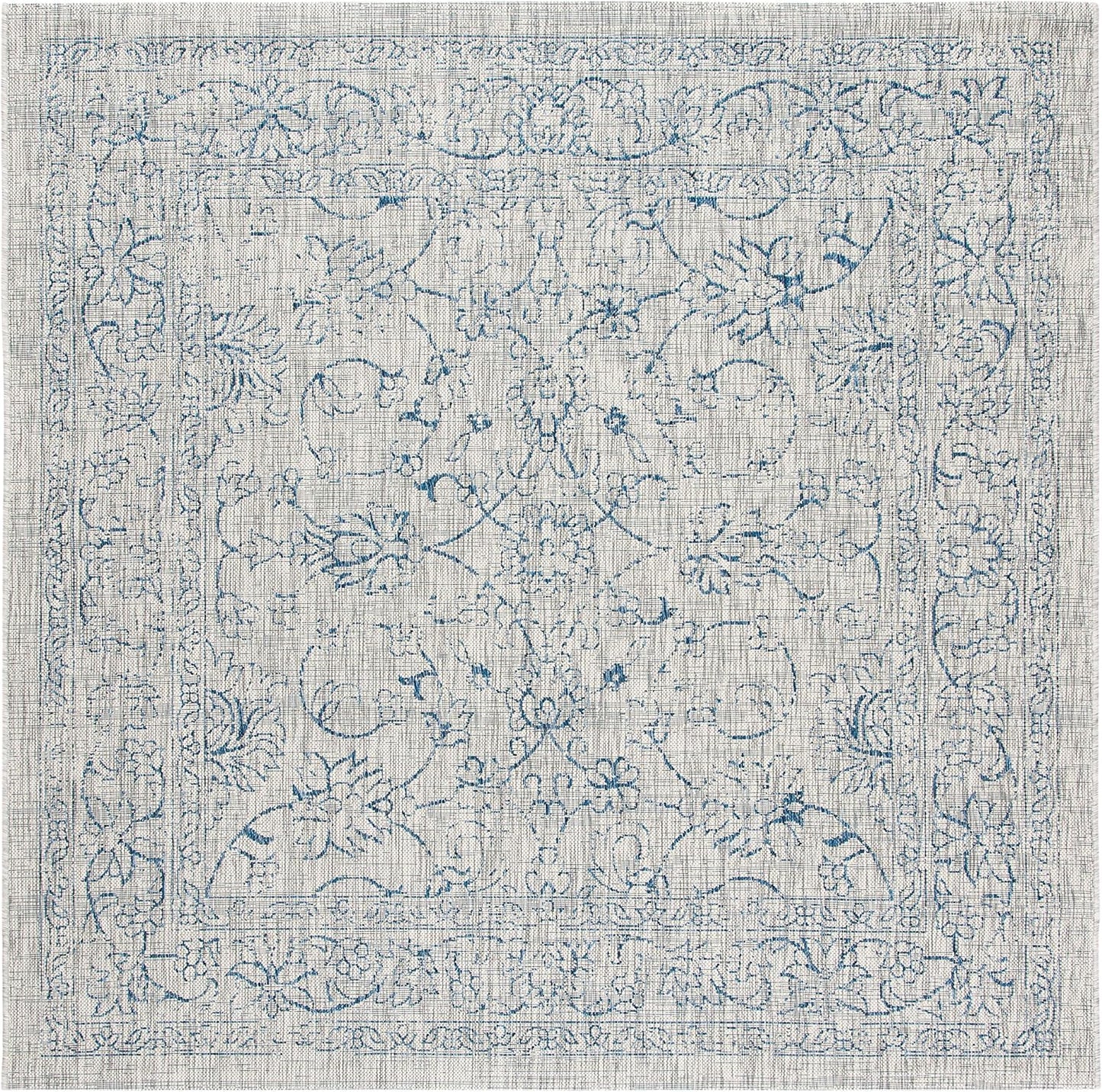SAFAVIEH Washable Rug for Outdoor & Indoor Use, Grey & Navy