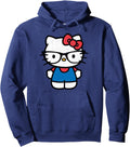 Hello Kitty Distressed Nerd Glasses Pullover Hoodie - Casual Cute