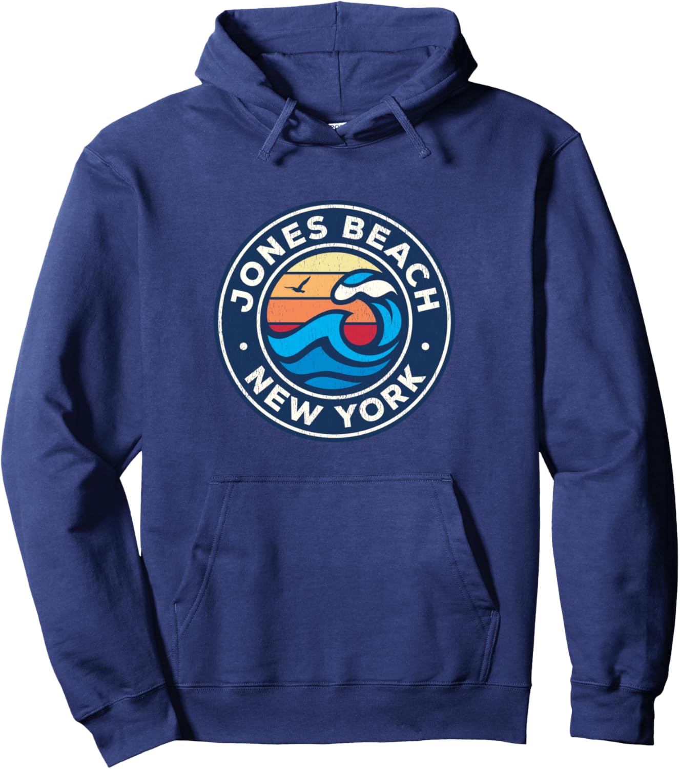 Vintage Nautical Waves Jones Beach Hoodie