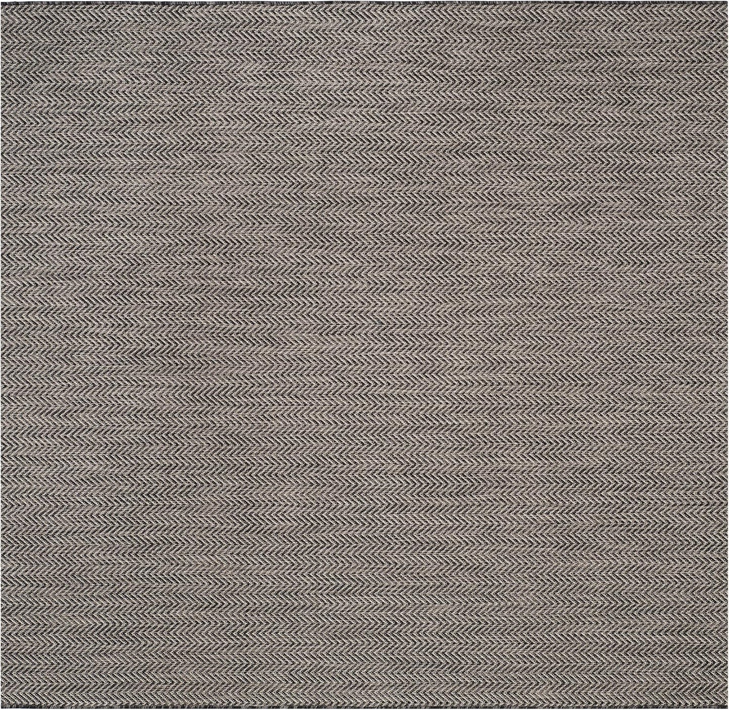 SAFAVIEH Courtyard Collection 7ft 10in Square Black/Beige Rug