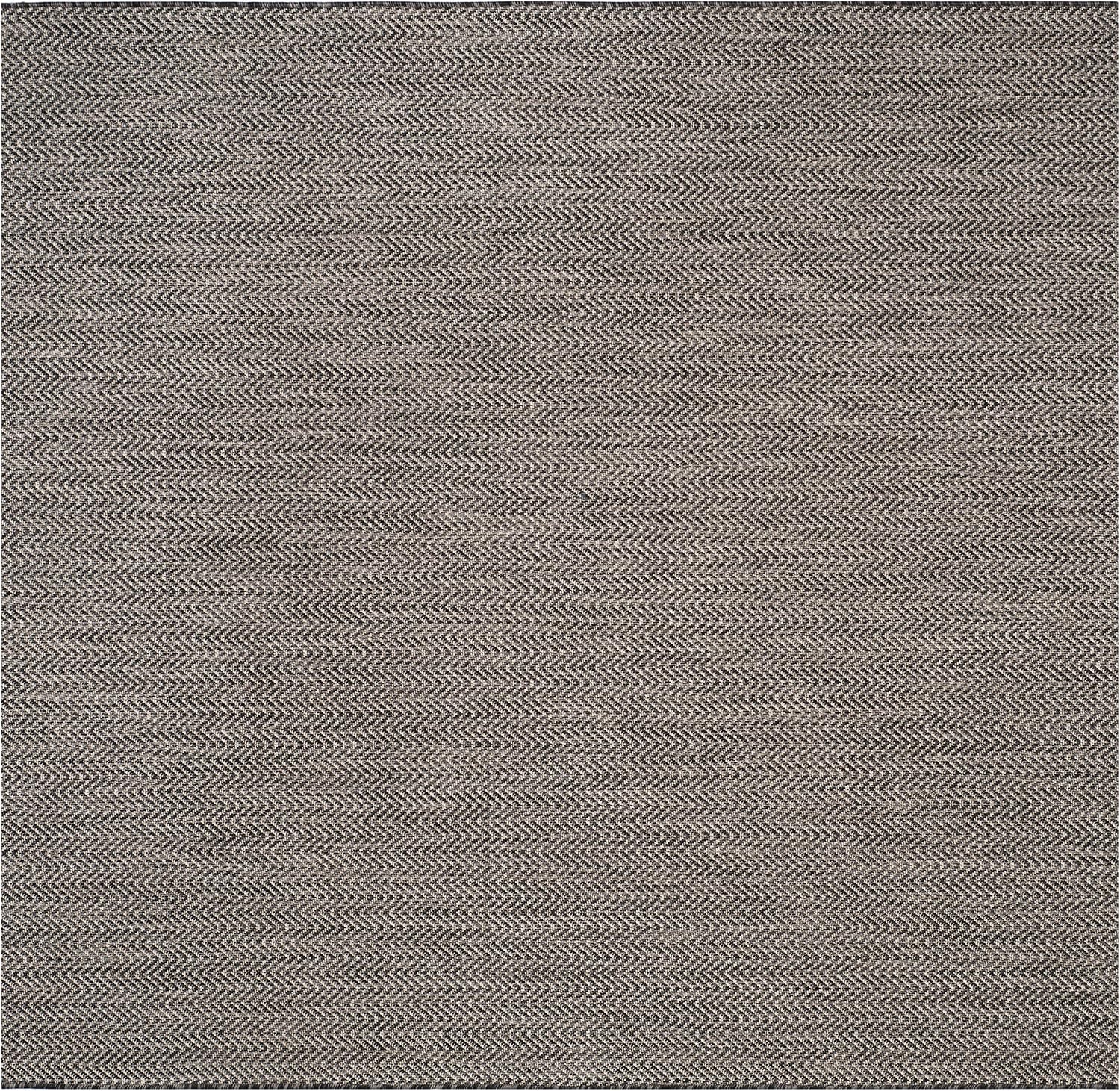 SAFAVIEH Courtyard Collection 7ft 10in Square Black/Beige Rug