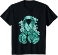 Ovarian Cancer teal ribbon with boxing gloves Awareness T-Shirt