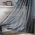 Sutuo Home Black Boho Curtains 52 in x 108 in - Semi-Blackout Linen