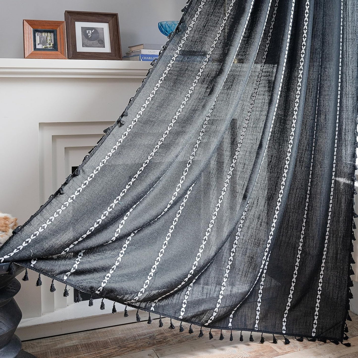 Sutuo Home Black Boho Curtains for Vintage Farmhouse Decor