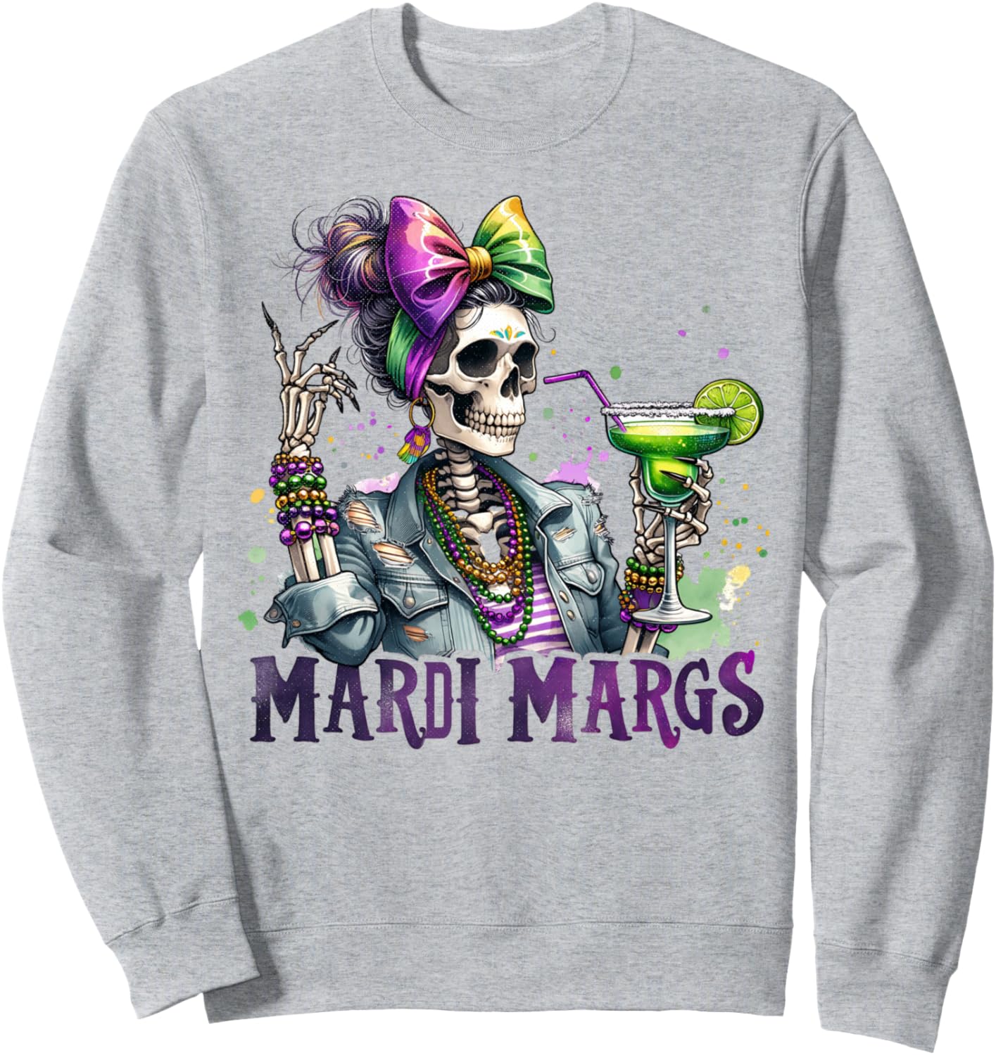 Skeleton Mardi Gras Sweatshirt - Fun & Festive Merch!