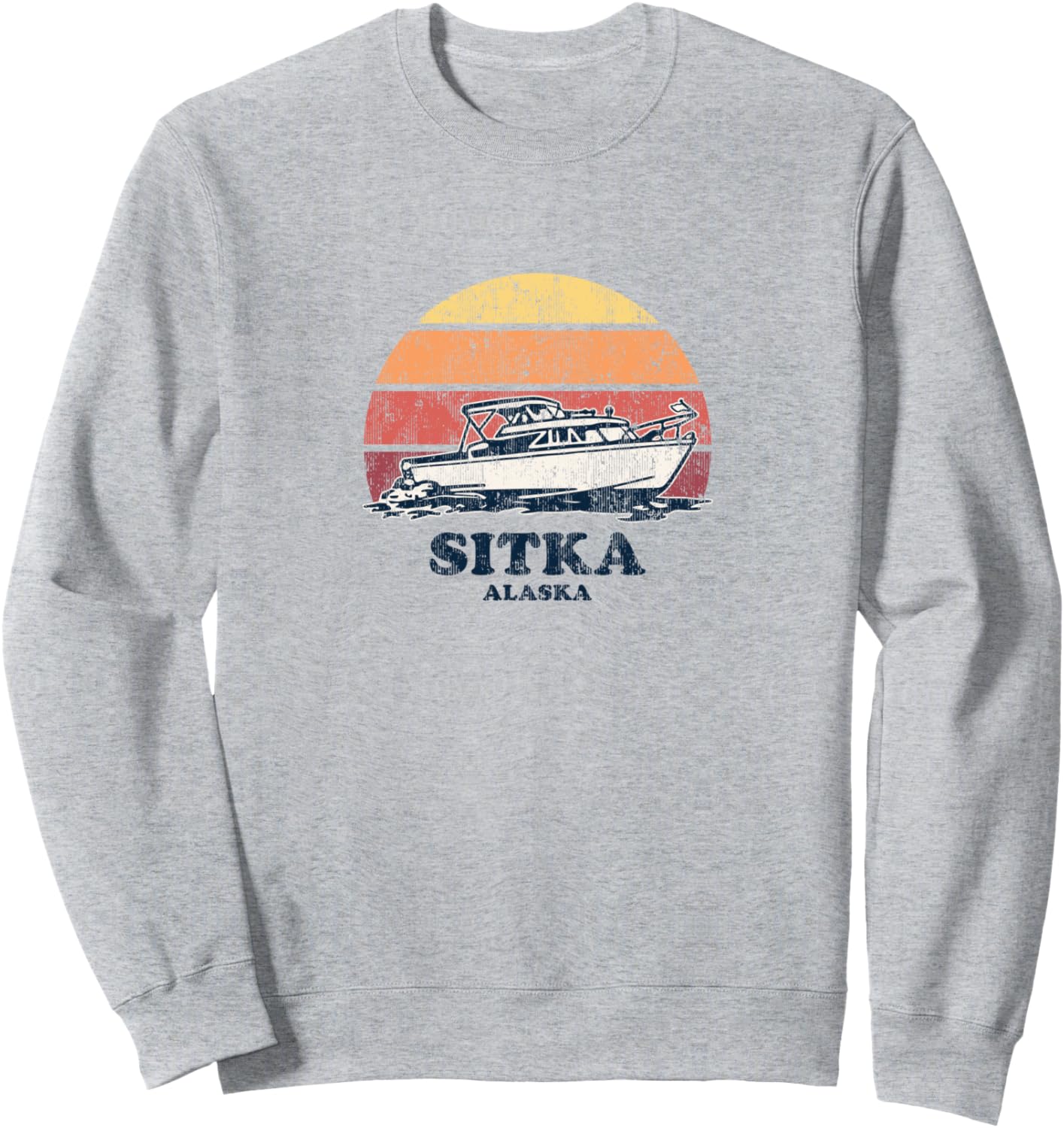 Retro Boat Design Sweatshirt - Sitka AK Vintage Style
