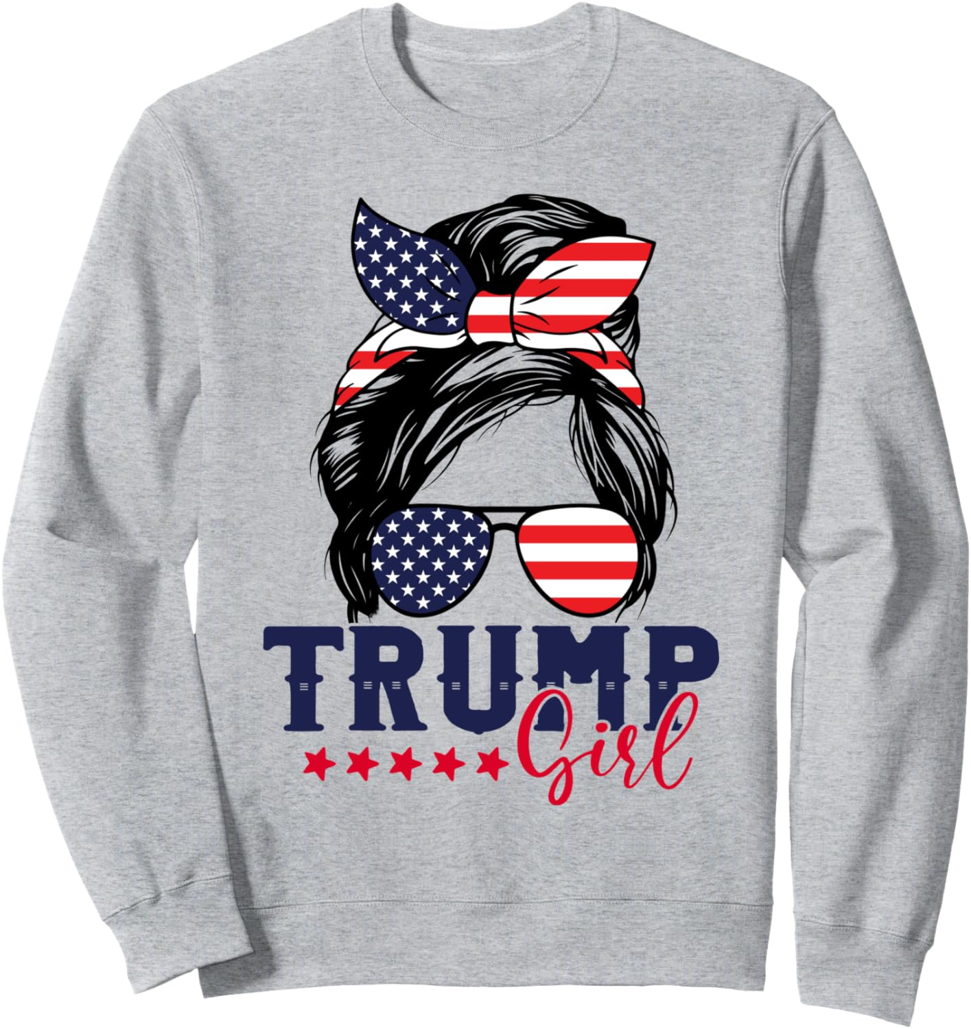 Trump 2024 American Flag Messy Bun Tee