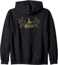 Wicked Movie Logo Elphaba Hat Floral Zip Hoodie - Cozy Wicked Style