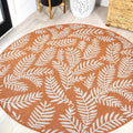 JONATHAN Y Palm Frond Indoor Outdoor Round Area Rug 5 ft - Durable